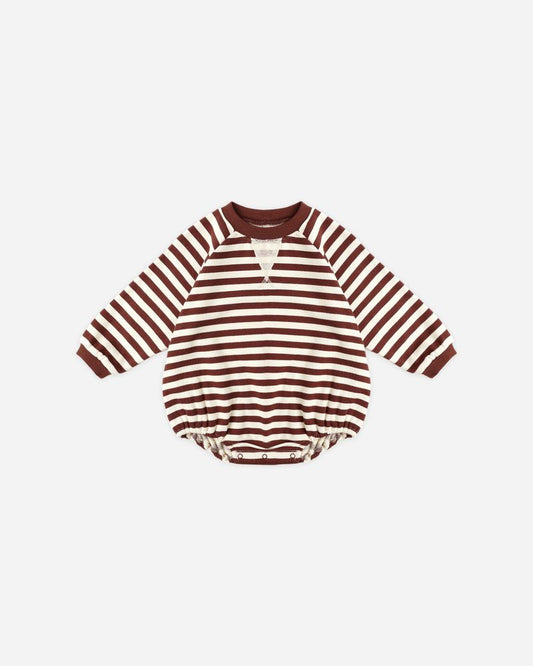 CREWNECK ROMPER || BURGUNDY STRIPE