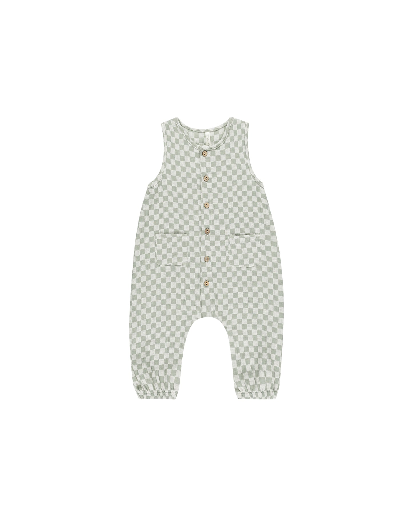 WOVEN JUMPSUIT || SAGE CHECK