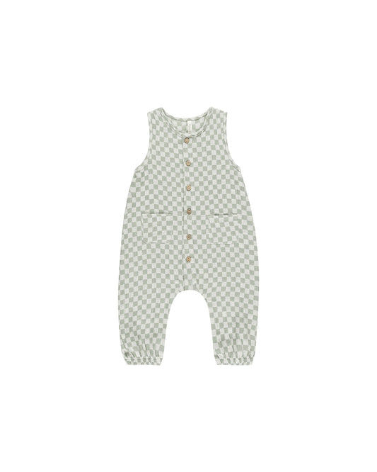 WOVEN JUMPSUIT || SAGE CHECK