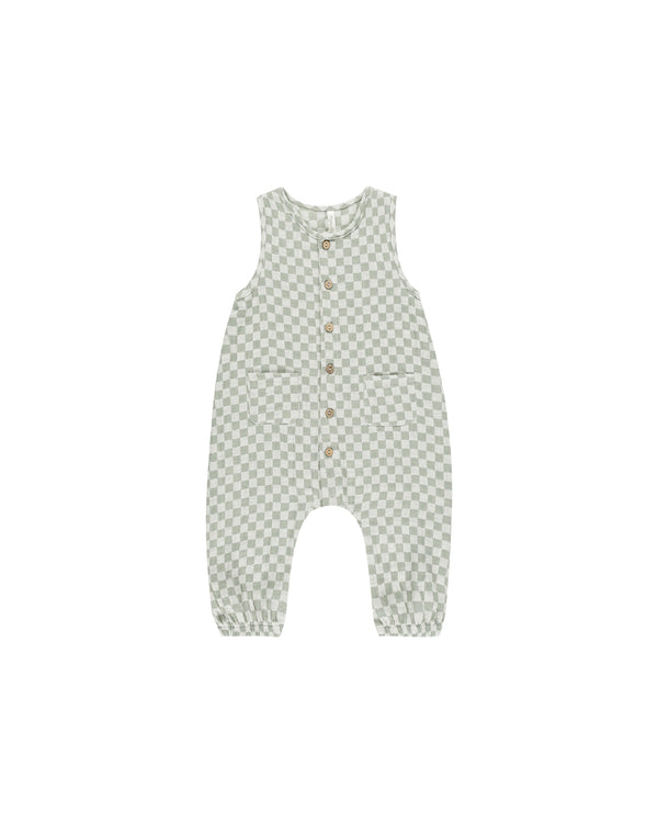 WOVEN JUMPSUIT || SAGE CHECK