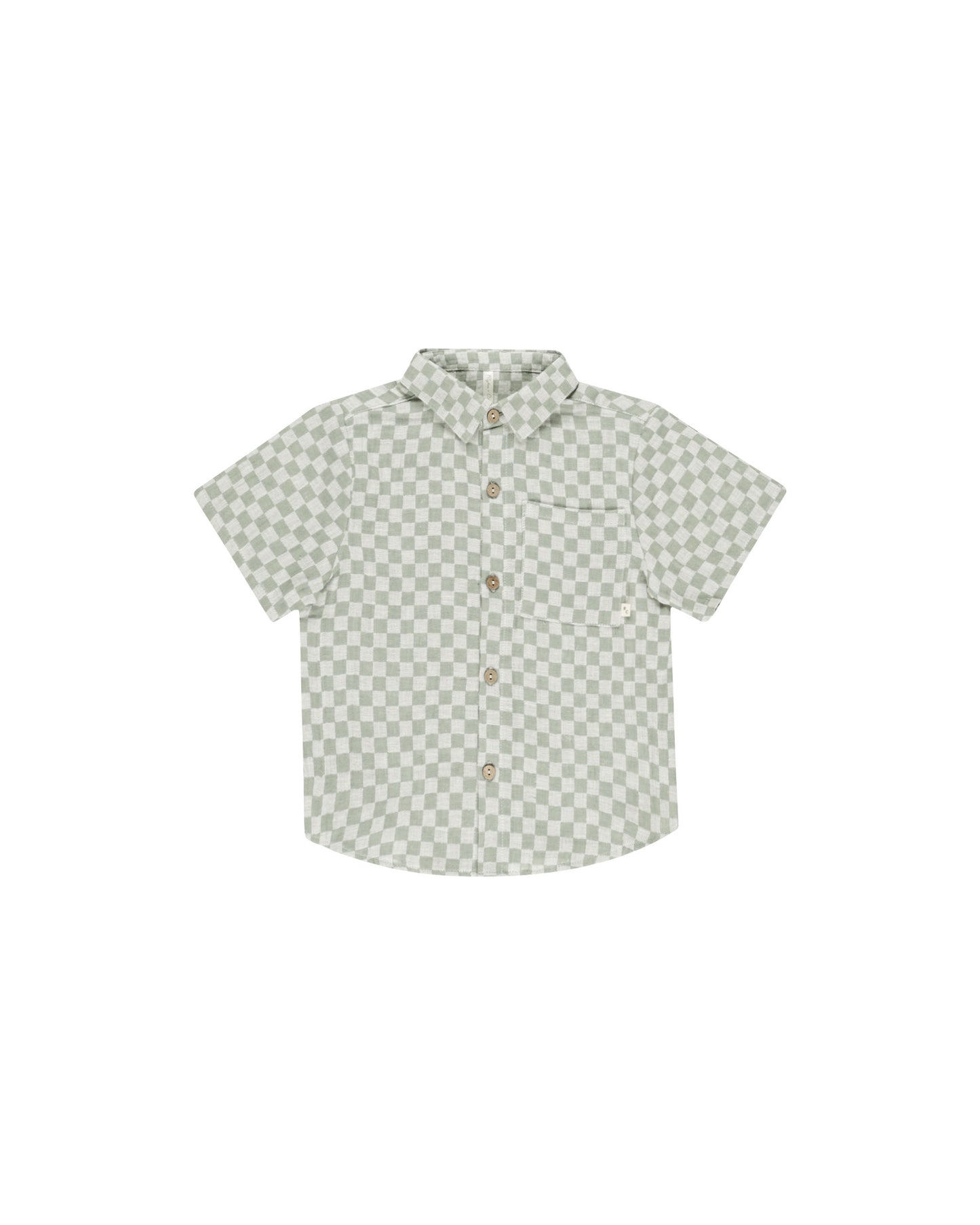 COLLARED SHORT SLEEVE SHIRT || SAGE CHECK