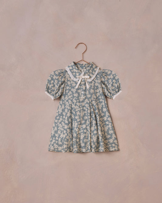 SARA DRESS | AQUA DITSY