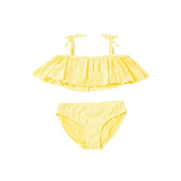 Eyelet Ruffle Girls Two-Piece Swimsuit | Butter Yellow