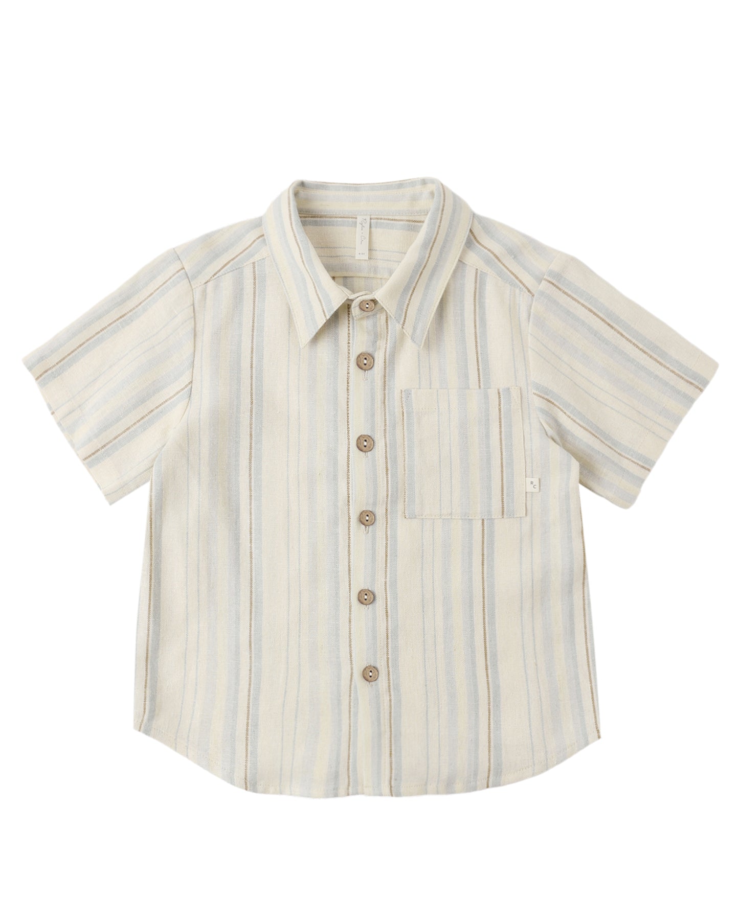 COLLARED SHORT SLEEVE SHIRT || SEA STRIPE
