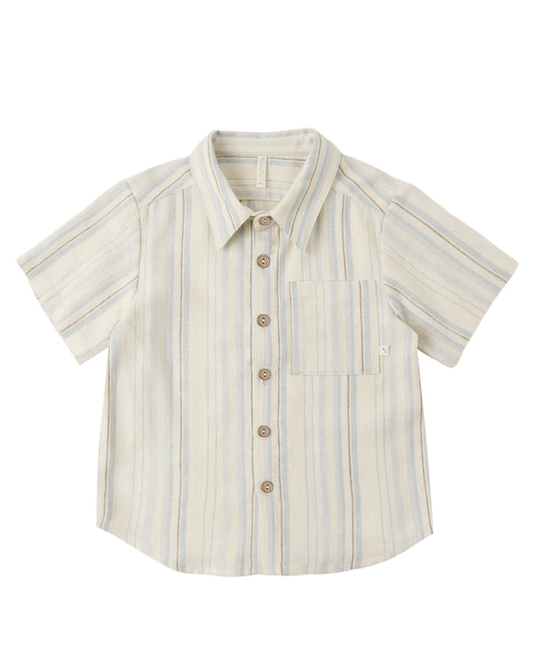 COLLARED SHORT SLEEVE SHIRT || SEA STRIPE