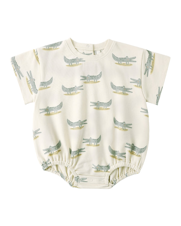RELAXED BUBBLE ROMPER || ALLIGATORS