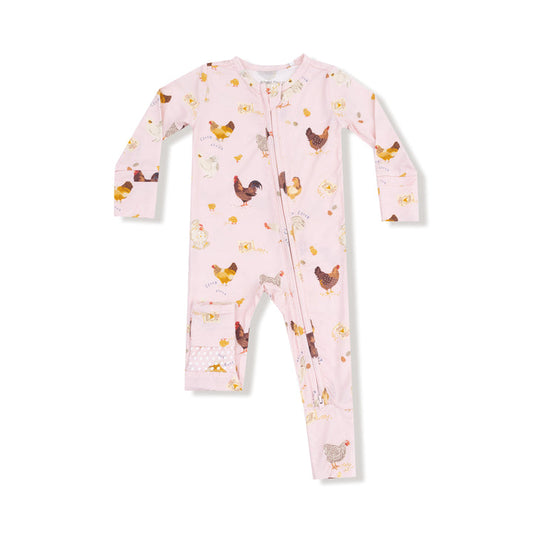 Collector Chickens | Pink | 2 Way Zipper Romper