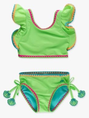 Crochet Detail Butterfly Tankini 2-piece Swimsuit | Neon Honeydew