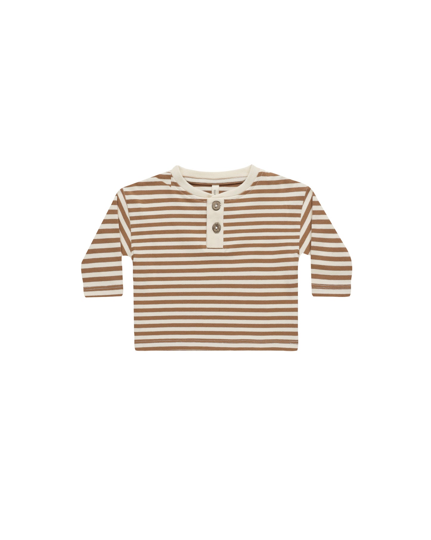 Long Sleeve Henley Tee | Cinnamon Stripe