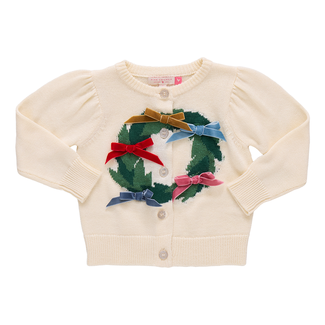 Girls Constance Sweater | Holiday Wreath