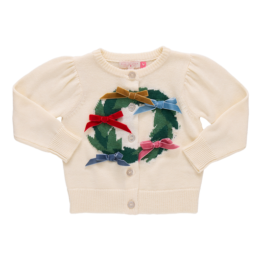 Girls Constance Sweater | Holiday Wreath