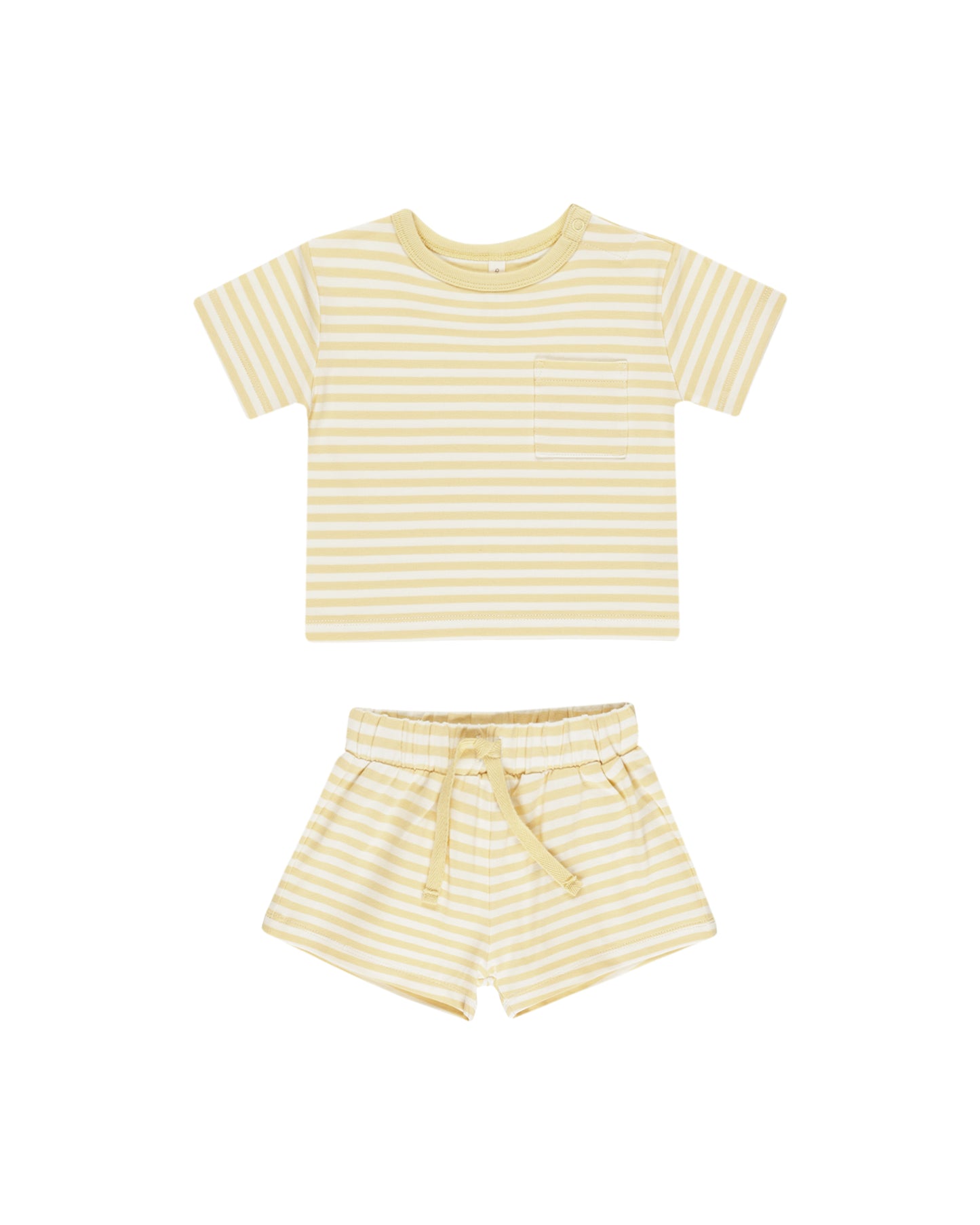 POCKET TEE + SHORT SET || YELLOW STRIPE