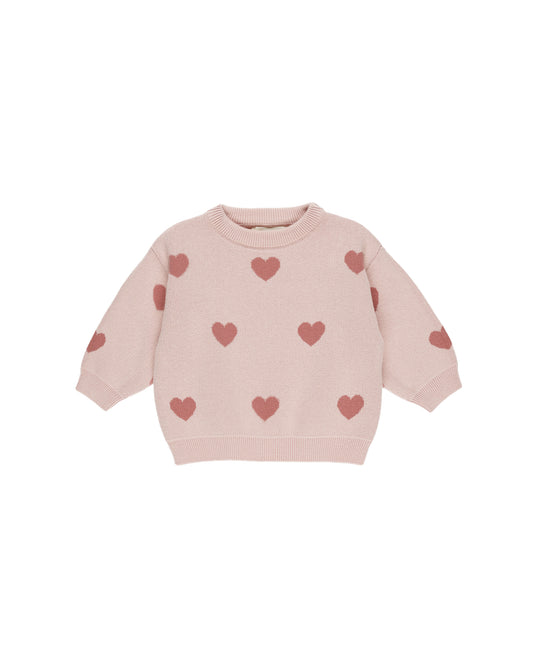 HEART KNIT SWEATER || BUBBLEGUM