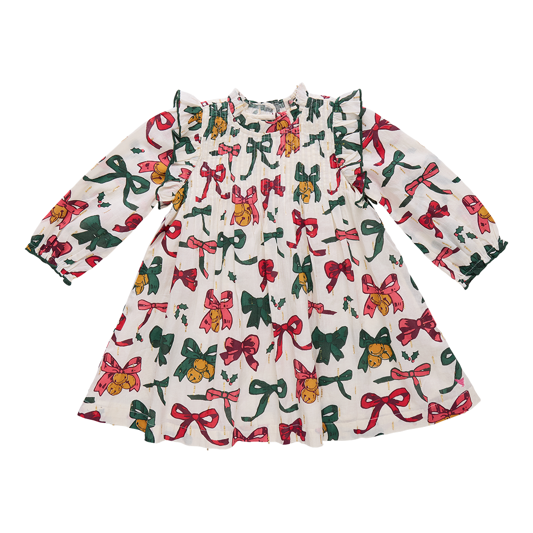 Girls Jaipur Dress | Christmas Bows and Bells