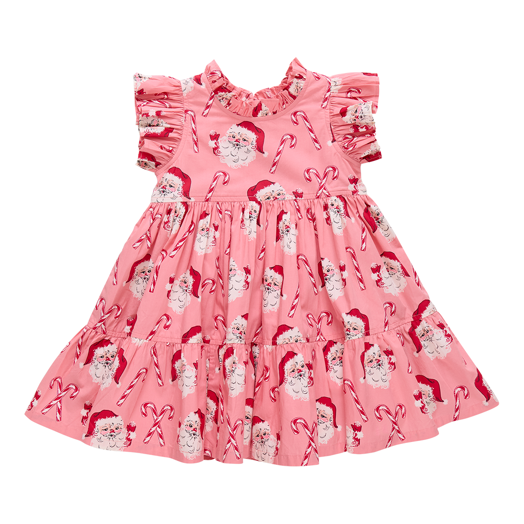 Girls Jennifer Dress | Pink Candy Cane Santa