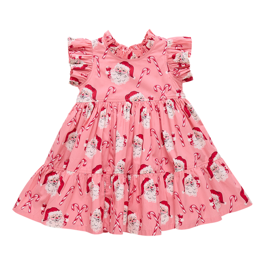 Girls Jennifer Dress | Pink Candy Cane Santa