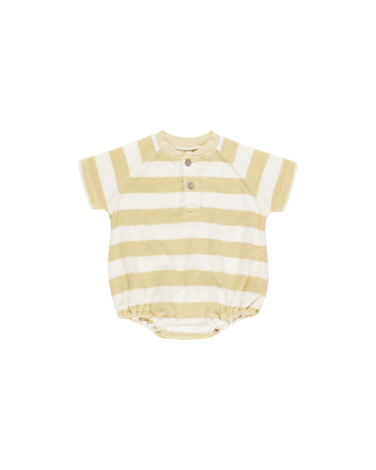 TERRY HENLEY ROMPER || YELLOW STRIPE