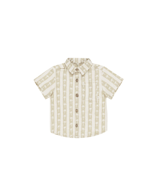 COLLARED SHORT SLEEVE SHIRT || PALM STRIPE