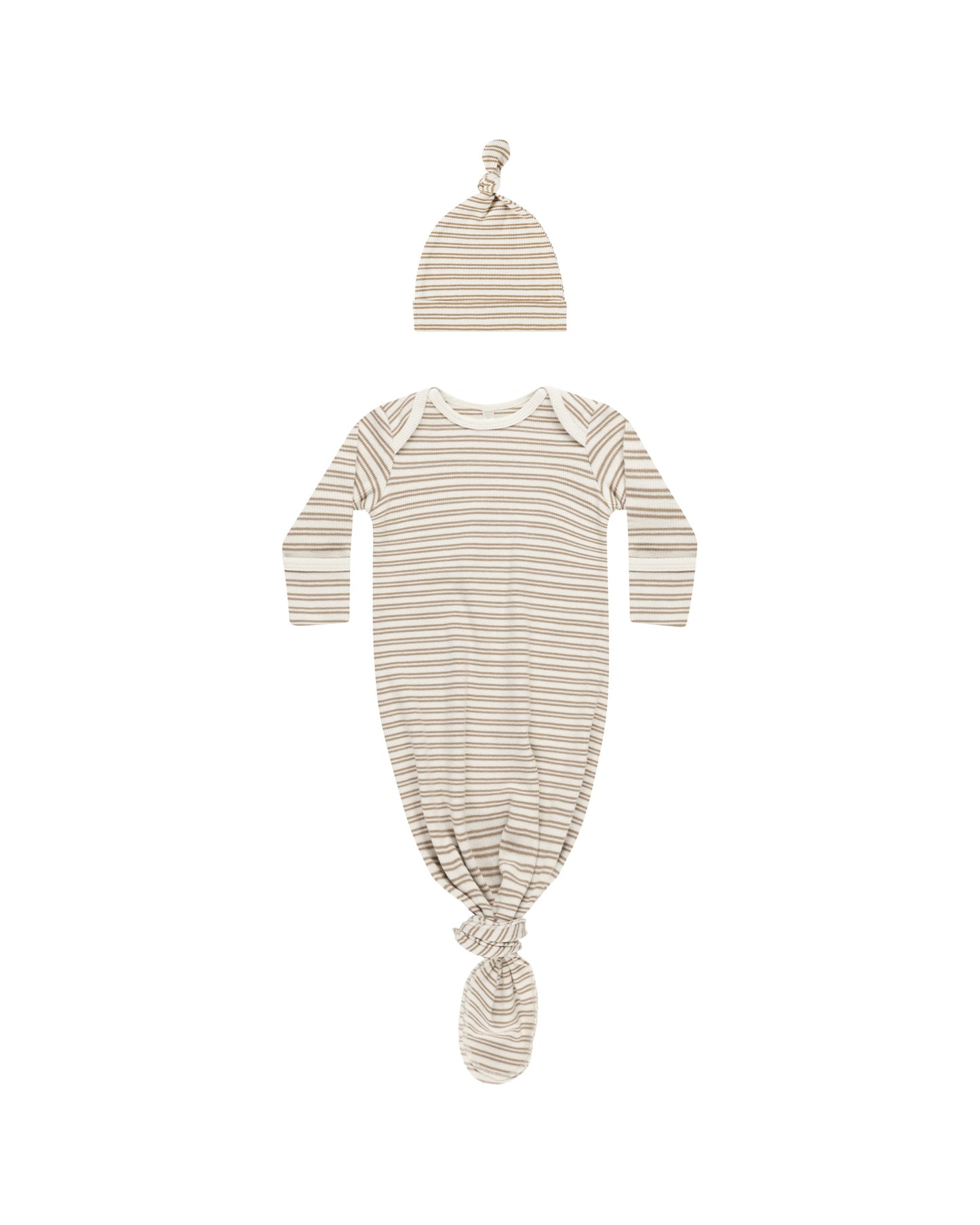 Knotted Baby Gown + Hat Set | Golden Stripe