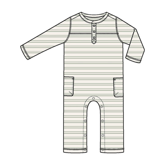 Uni Romper RIbbed Stripe | Desert Sage