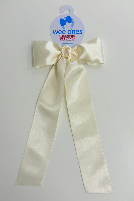 MEDIUM FRENCH SATIN BOWTIE || CREAM
