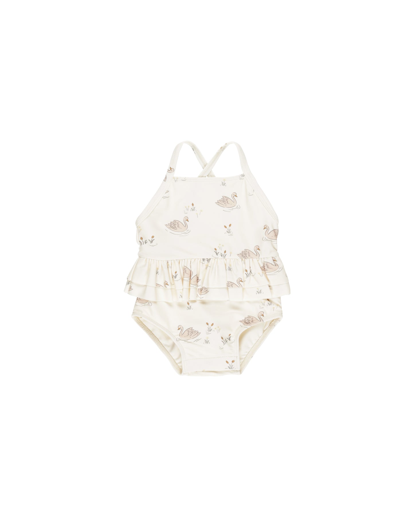 RUFFLED ONE-PIECE SWIMSUIT || SWANS