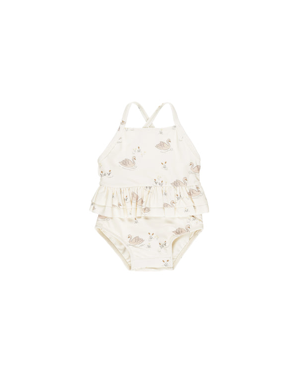 RUFFLED ONE-PIECE SWIMSUIT || SWANS