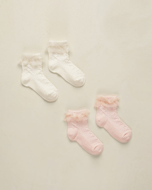 RUFFLE SOCKS || IVORY, BLUSH