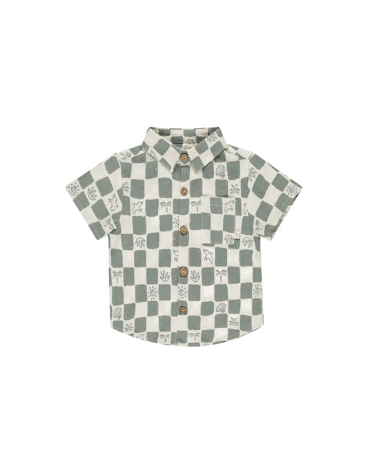 COLLARED SHORT SLEEVE SHIRT || COASTAL CHECK