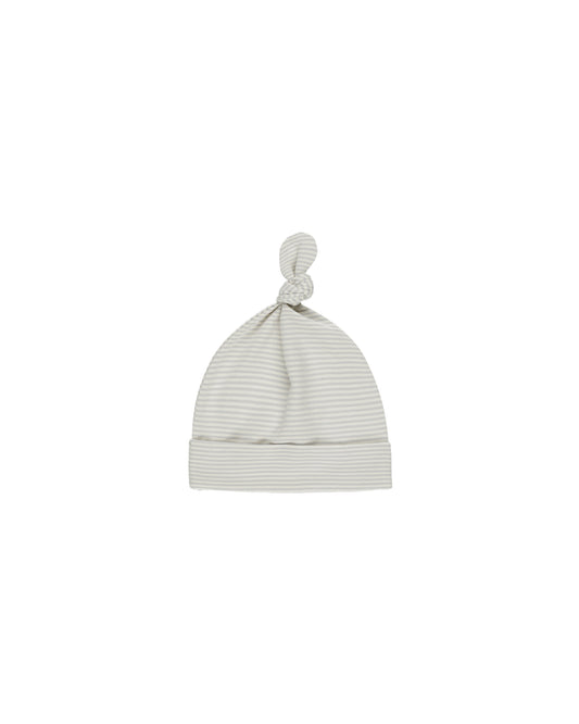 KNOTTED BABY HAT || SKY MICRO STRIPE