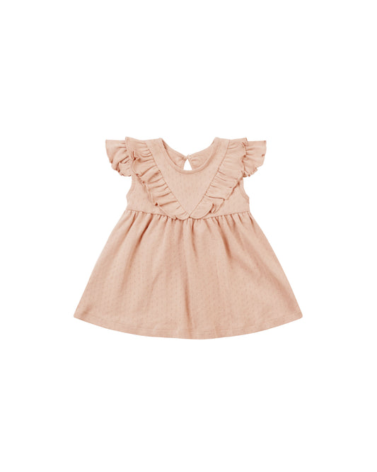 SLEEVELESS RUFFLE V DRESS || MELON