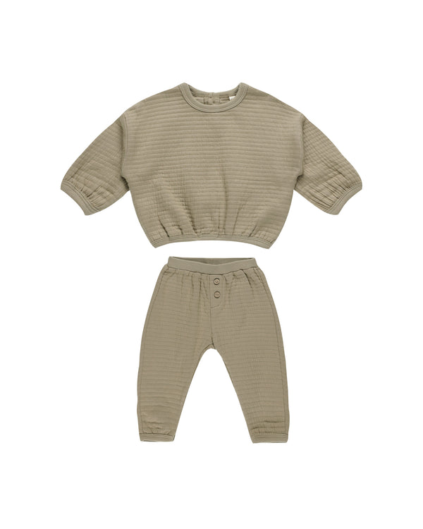 Textured Sweat Set | Olive