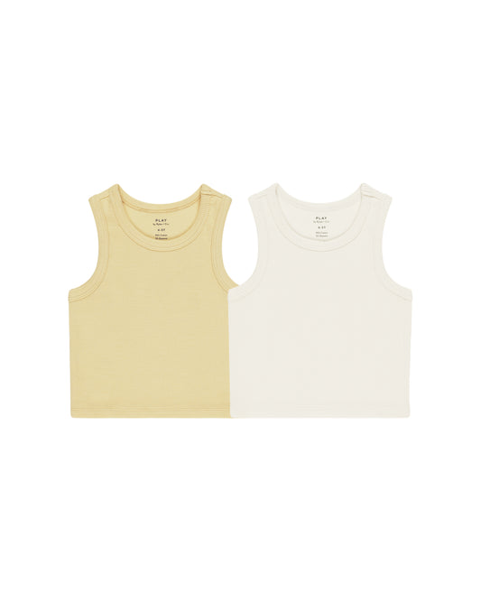 RIBBED TANK SET || YELLOW, IVORY