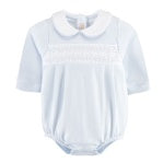 Collared Smocked Long Sleeve Bubble