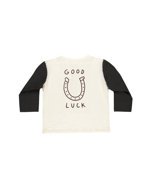 HENLEY LONG SLEEVE TEE || GOOD LUCK