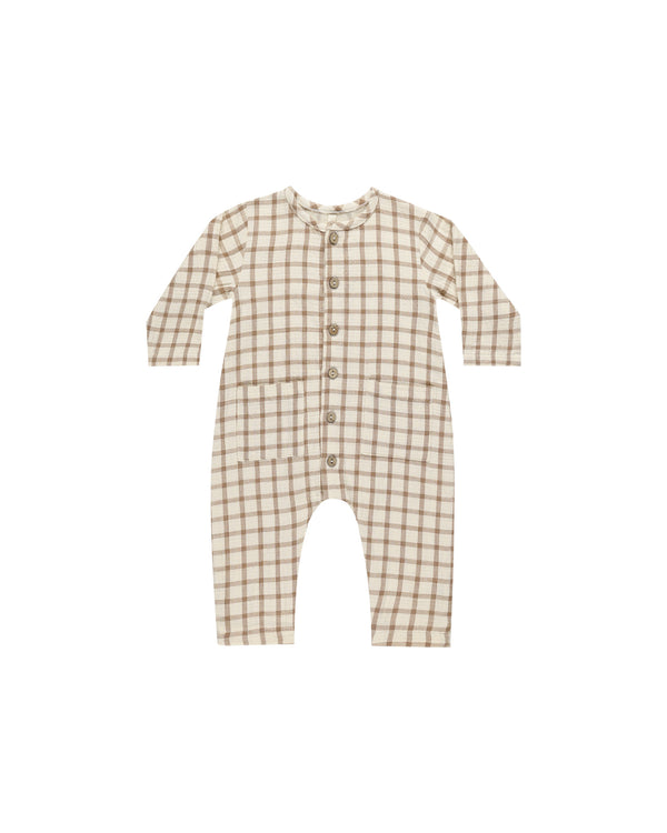 Pocketed Woven Jumpsuit | Cinnamon Plaid