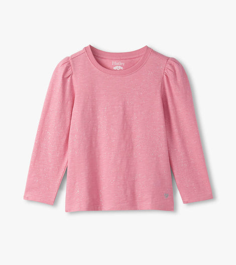 Sparkle Puff Sleeve Tee Shirt | Sea Pink