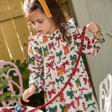 Girls Jaipur Dress | Christmas Bows and Bells