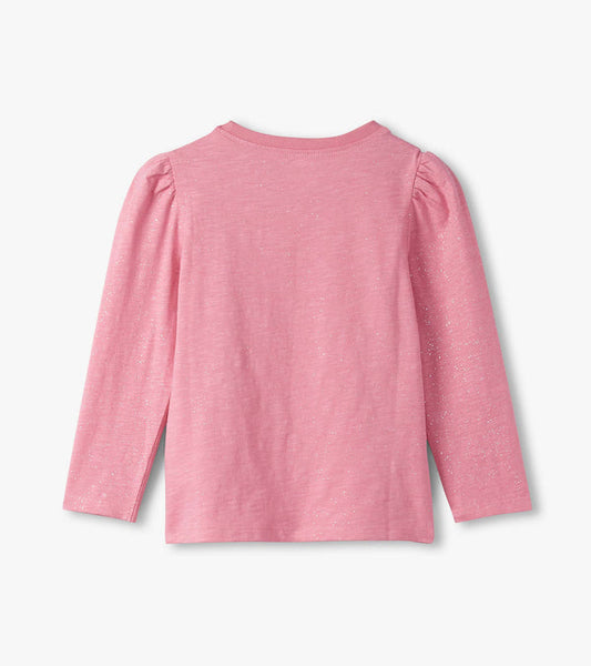 Sparkle Puff Sleeve Tee Shirt | Sea Pink