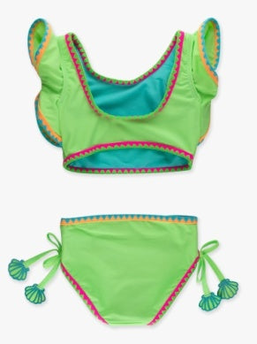 Crochet Detail Butterfly Tankini 2-piece Swimsuit | Neon Honeydew