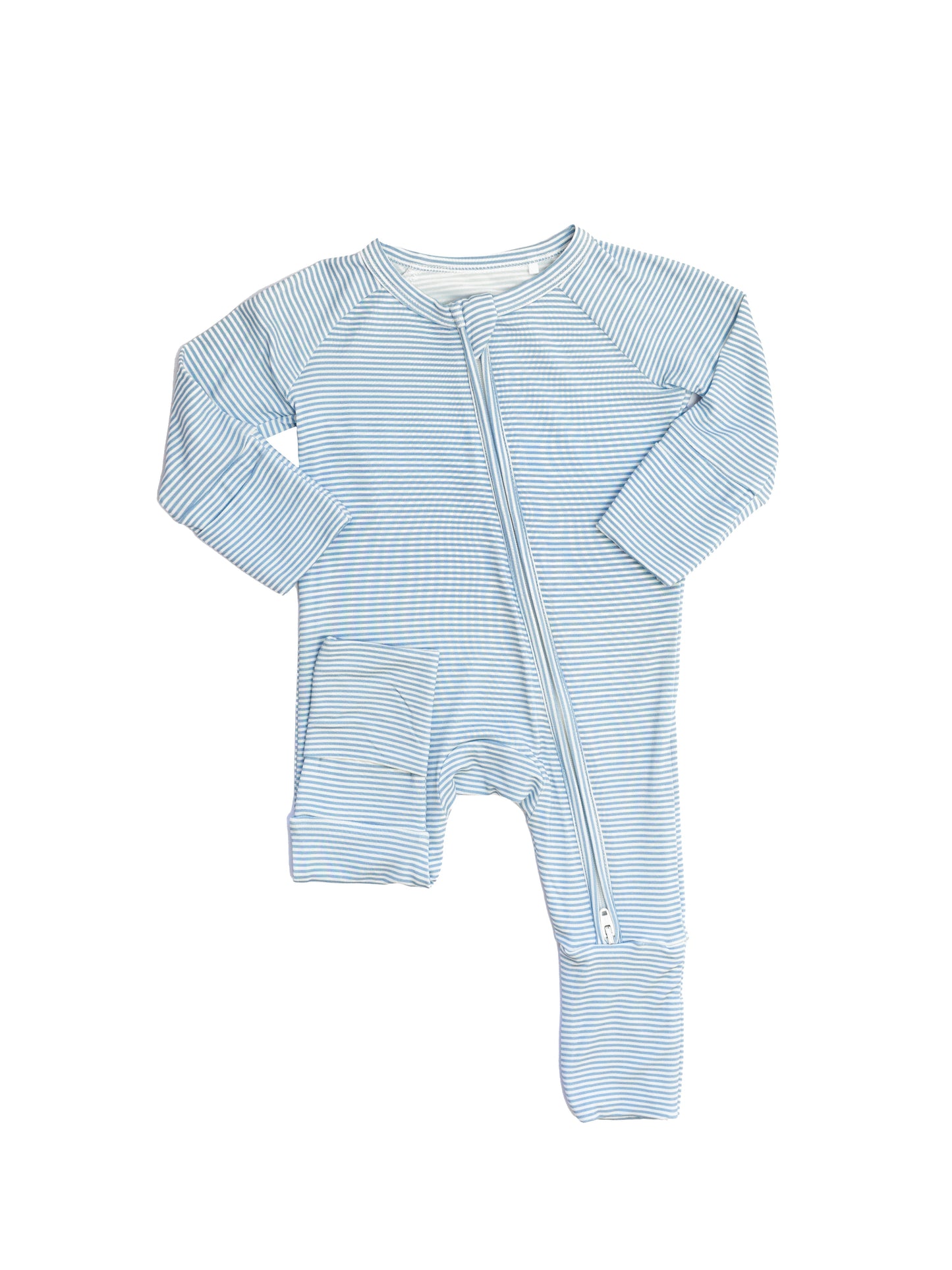 Mini Stripe Sleep Romper | Dusty Blue