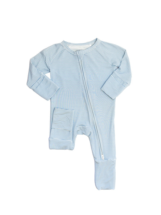 Mini Stripe Sleep Romper | Dusty Blue