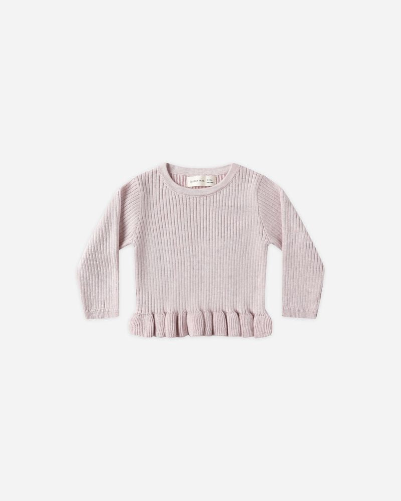 RIB KNIT PEPLUM TOP || LILAC