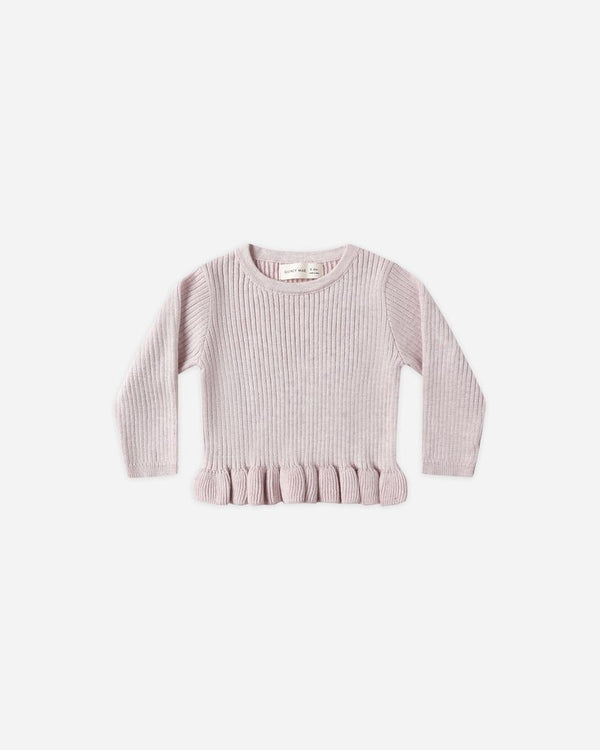 RIB KNIT PEPLUM TOP || LILAC