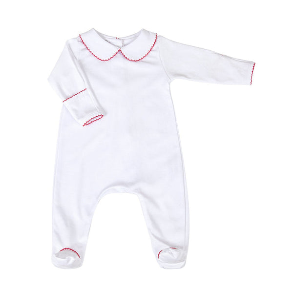 White and Red Basics Collared Girl Footie