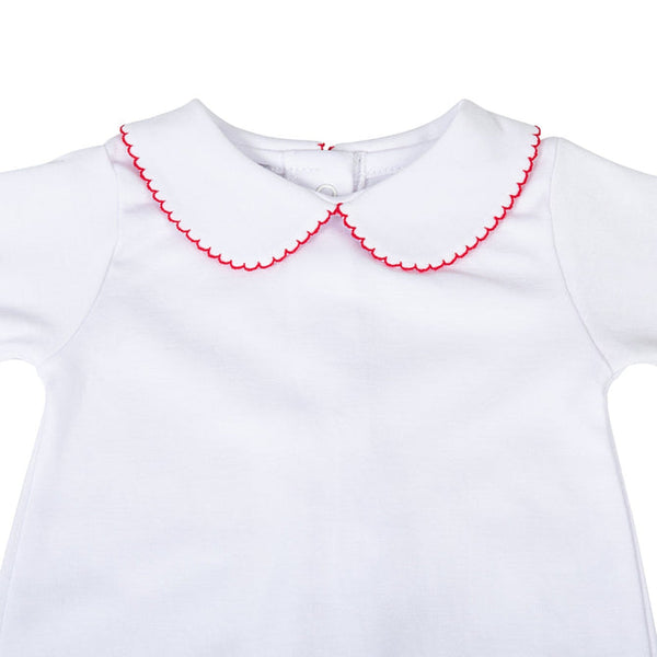 White and Red Basics Collared Girl Footie