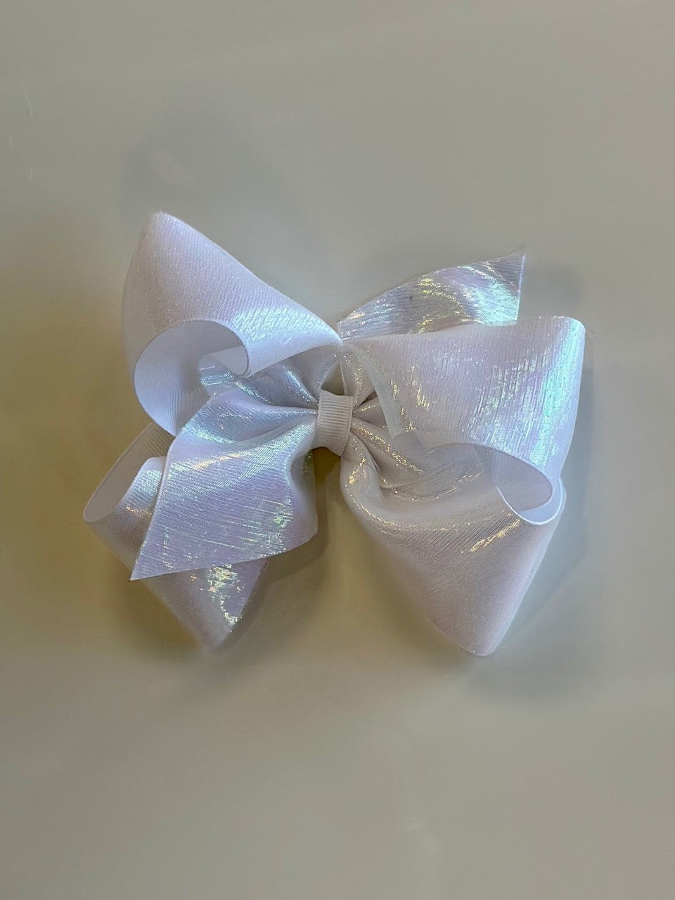 King GG Hair Bow With Sheer Overlay | White