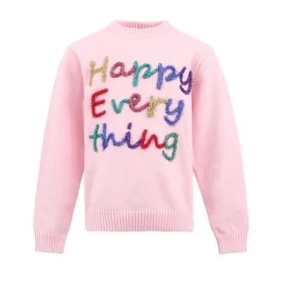 Women's Happy Everything Tinsel Sweater | Pink