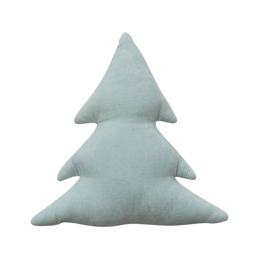 Cotton Velvet Tree Shaped Pillow| Mint Color