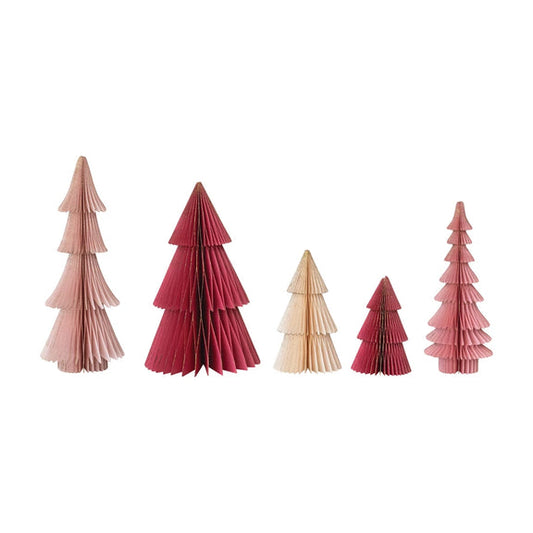 Paper Folding Honeycomb Trees | Set of 5 | Pink